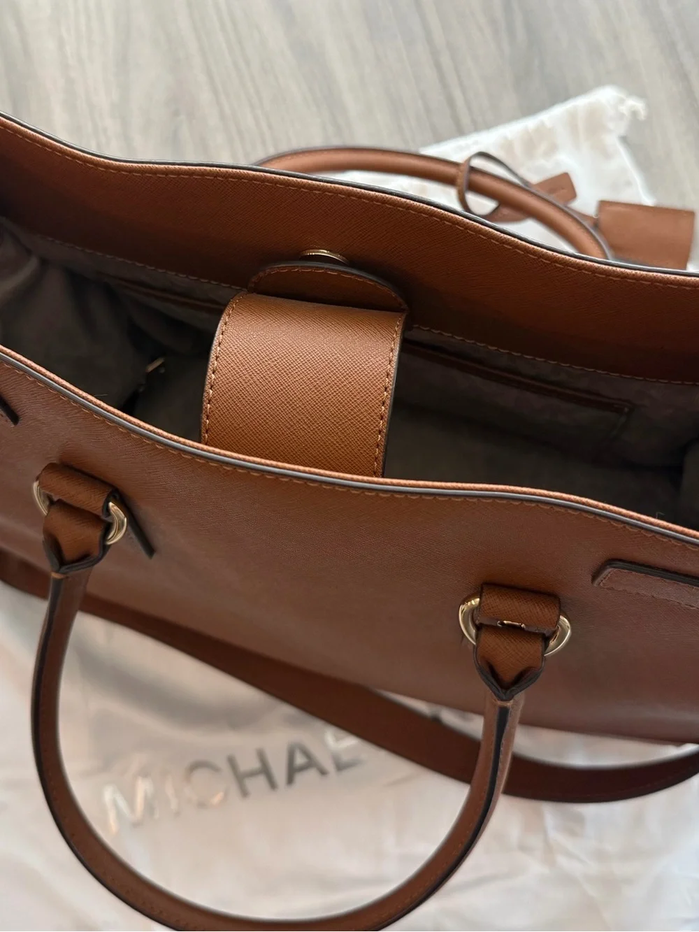 Michael Kors Brown Leather Hamilton Tote Bag